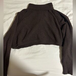Urban Outfitters Cropped Turtleneck Sweater - Brown